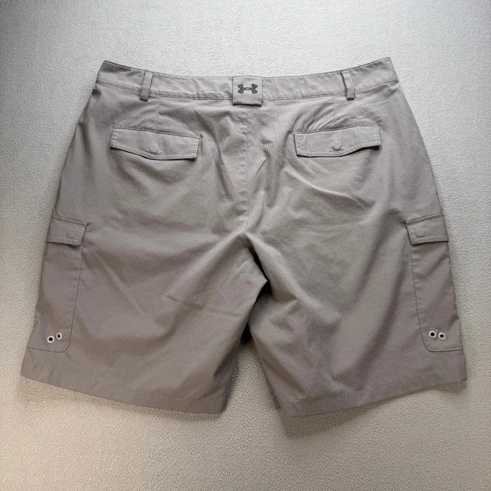 Under Armour Cargo Shorts Loose Fit 40 Gray Ripstop Lightweight Hiking Golf
